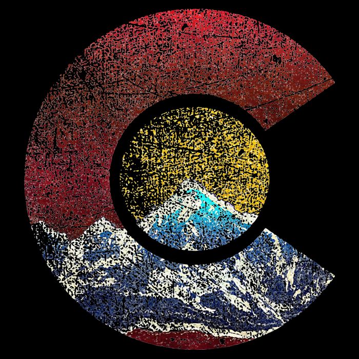 Colorado With Flag Themed Mountain Button