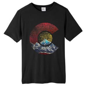 Colorado With Flag Themed Mountain Tall Fusion ChromaSoft Performance T-Shirt