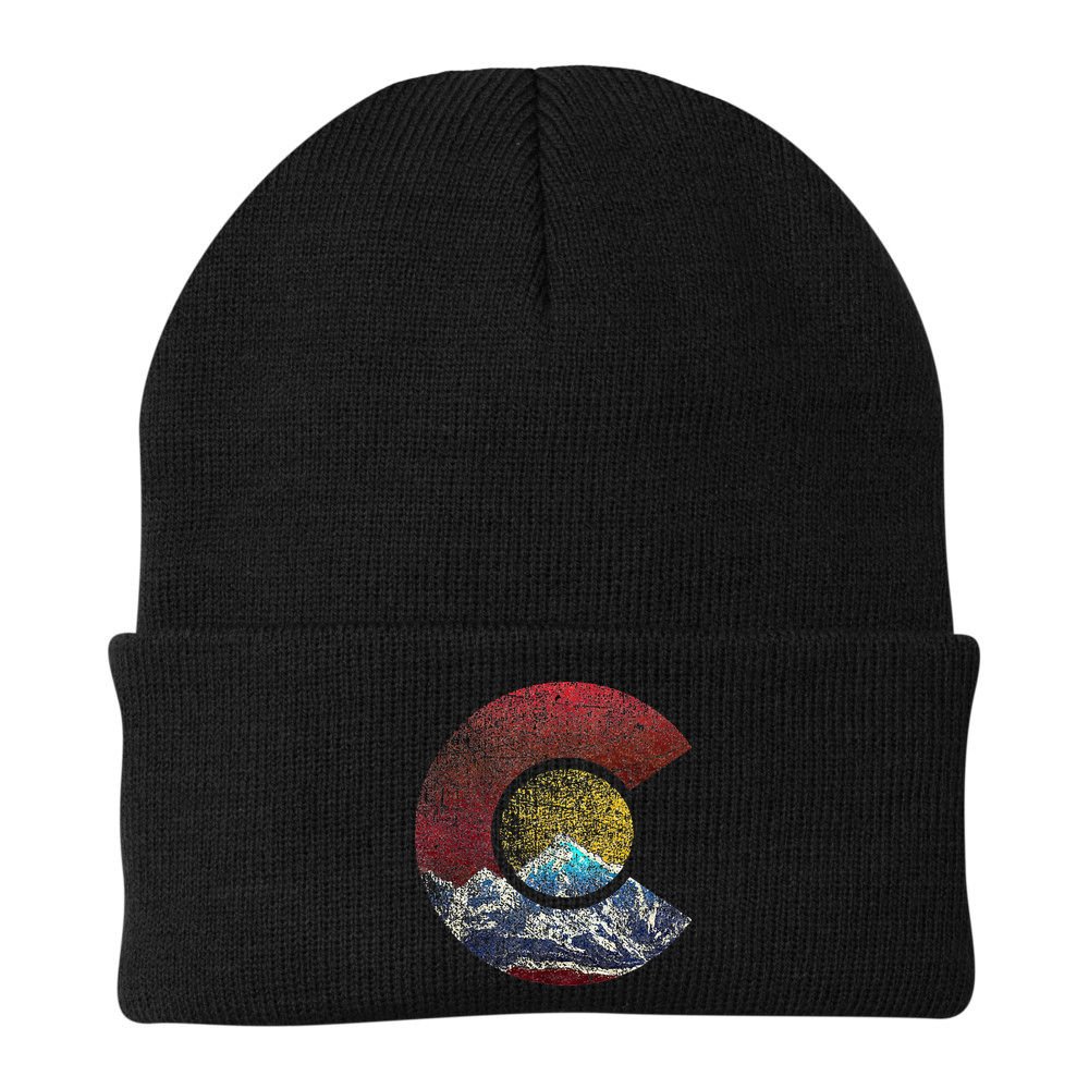 Colorado With Flag Themed Mountain Beanie