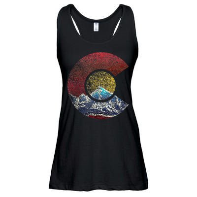 Colorado With Flag Themed Mountain Ladies Essential Flowy Tank