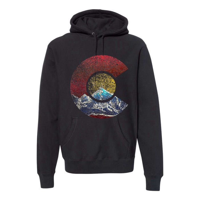 Colorado With Flag Themed Mountain Premium Hoodie