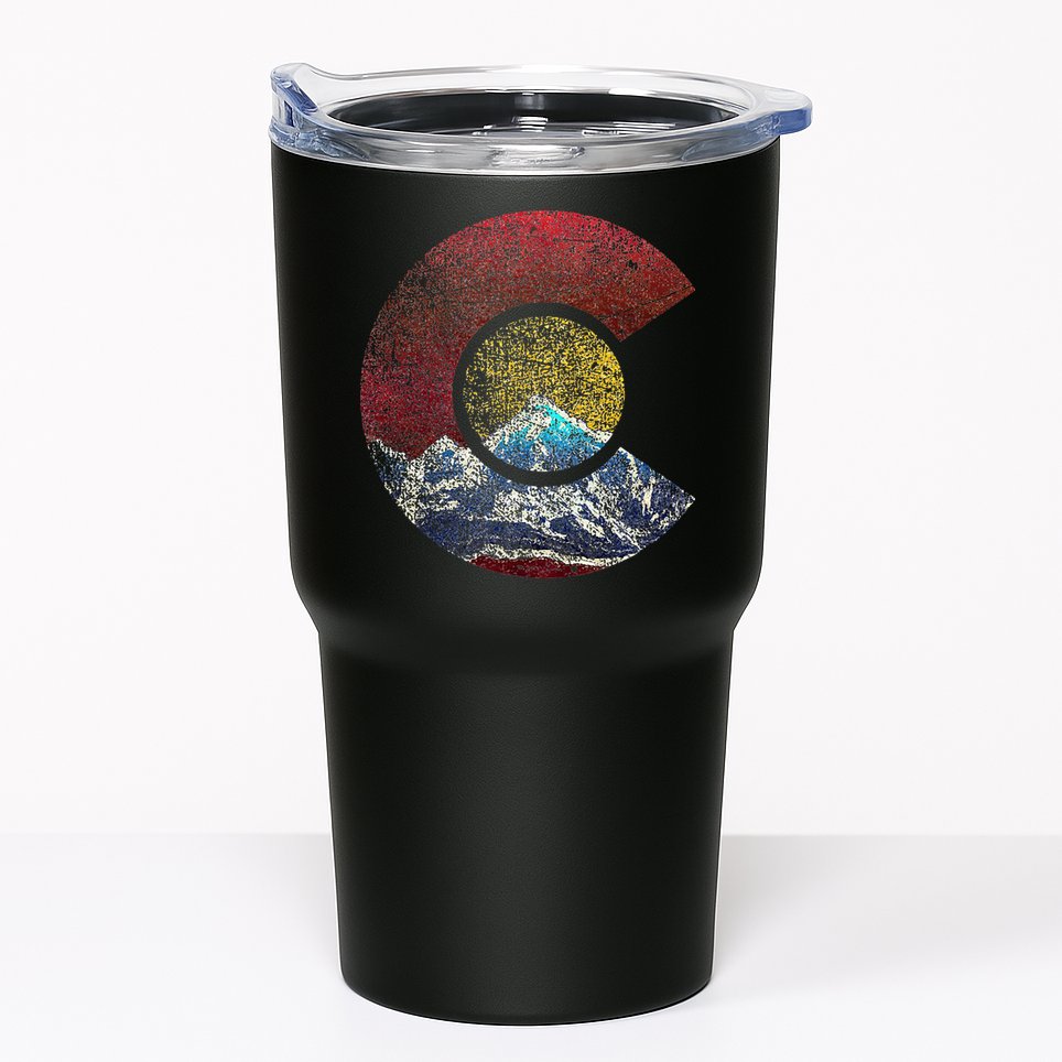Colorado With Flag Themed Mountain Tumbler