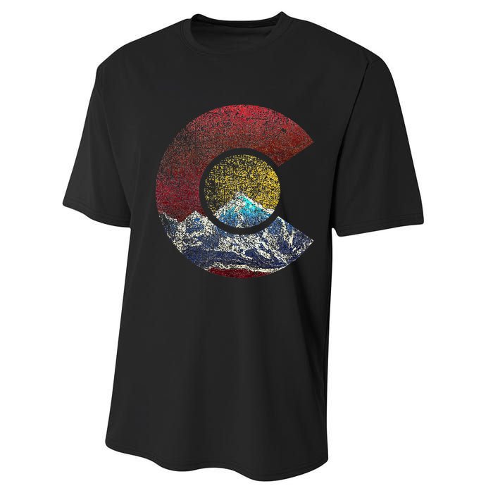 Colorado With Flag Themed Mountain Performance Sprint T-Shirt