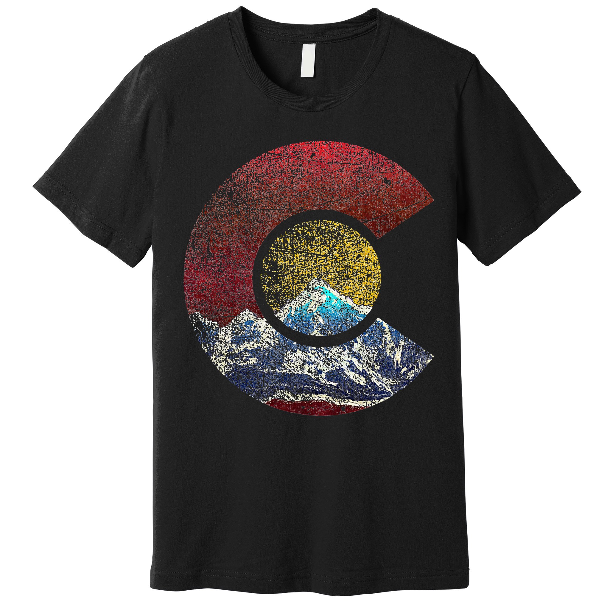 Colorado With Flag Themed Mountain Premium T-Shirt