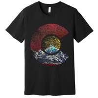 Colorado With Flag Themed Mountain Premium T-Shirt