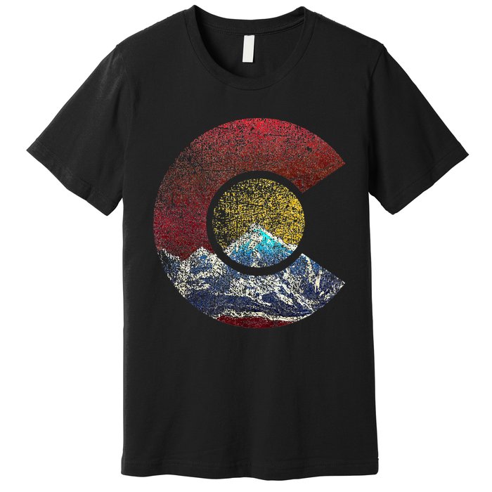 Colorado With Flag Themed Mountain Premium T-Shirt