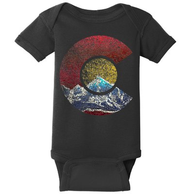Colorado With Flag Themed Mountain Baby Bodysuit