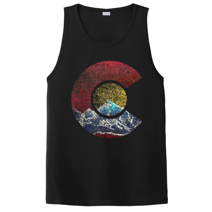 Colorado With Flag Themed Mountain PosiCharge Competitor Tank