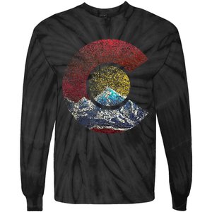 Colorado With Flag Themed Mountain Tie-Dye Long Sleeve Shirt