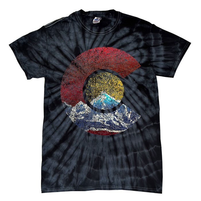 Colorado With Flag Themed Mountain Tie-Dye T-Shirt