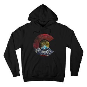 Colorado With Flag Themed Mountain Tall Hoodie