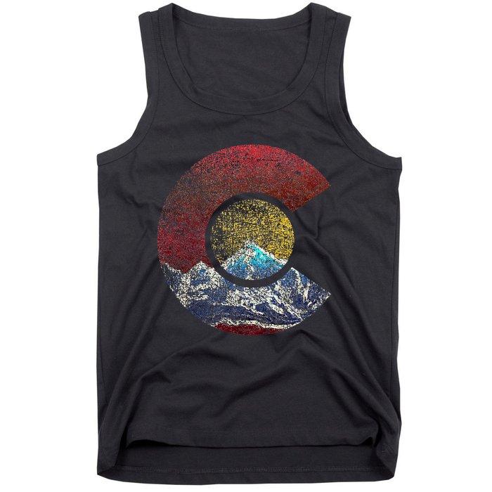 Colorado With Flag Themed Mountain Tank Top