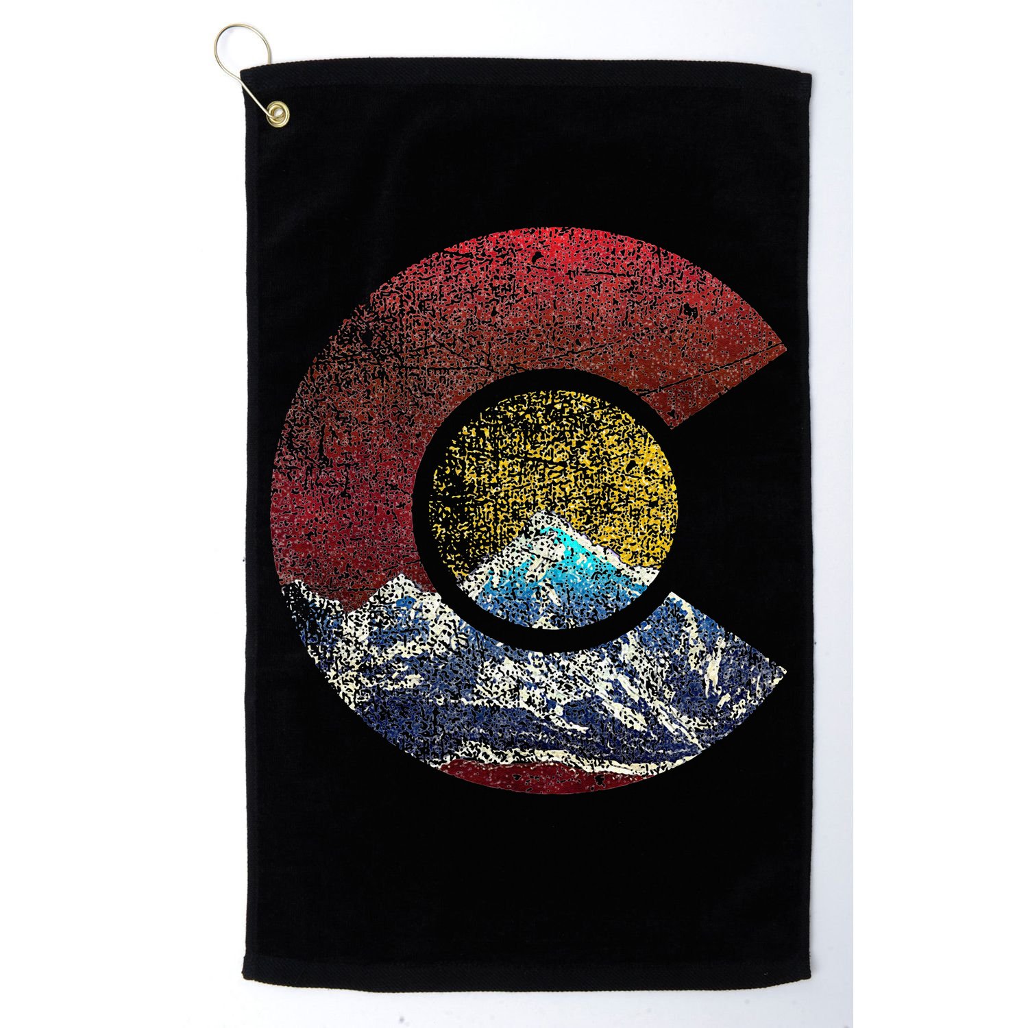 Colorado With Flag Themed Mountain Golf Towel