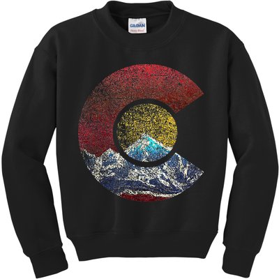 Colorado With Flag Themed Mountain Kids Sweatshirt