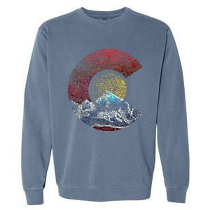 Colorado With Flag Themed Mountain Garment-Dyed Sweatshirt