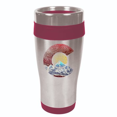 Colorado With Flag Themed Mountain 16oz Travel Tumbler