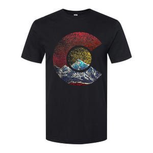 Colorado With Flag Themed Mountain Softstyle CVC T-Shirt