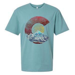 Colorado With Flag Themed Mountain Sueded Cloud Jersey T-Shirt