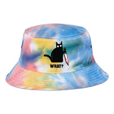 Cat What Funny Black Cat, Murderous Cat With Knife Tie Dye Newport Bucket Hat