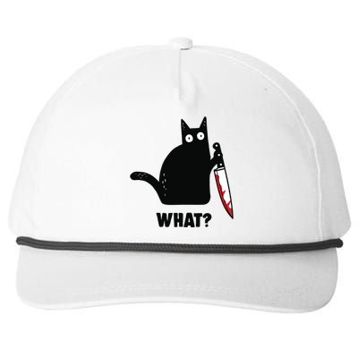 Cat What Funny Black Cat, Murderous Cat With Knife Snapback Five-Panel Rope Hat