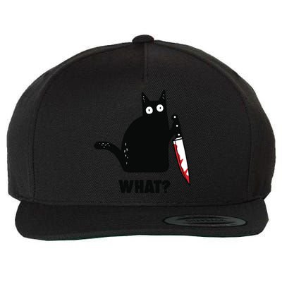 Cat What Funny Black Cat, Murderous Cat With Knife Wool Snapback Cap