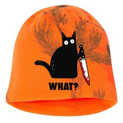 Cat What Funny Black Cat, Murderous Cat With Knife Kati - Camo Knit Beanie