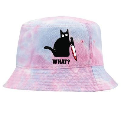 Cat What Funny Black Cat, Murderous Cat With Knife Tie-Dyed Bucket Hat