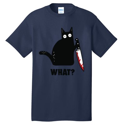 Cat What Funny Black Cat, Murderous Cat With Knife Tall T-Shirt