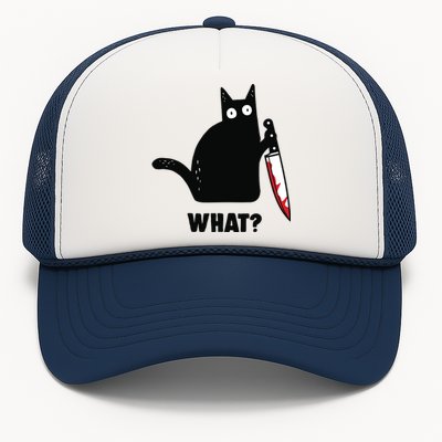 Cat What Funny Black Cat, Murderous Cat With Knife Trucker Hat