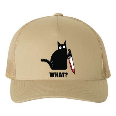 Cat What Funny Black Cat, Murderous Cat With Knife Yupoong Adult 5-Panel Trucker Hat