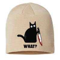 Cat What Funny Black Cat, Murderous Cat With Knife Sustainable Beanie