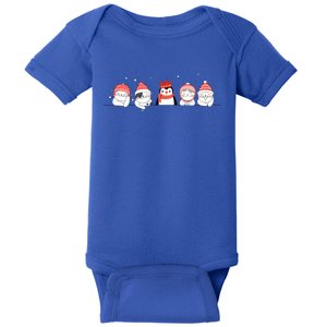 Christmas Winter Festive Penguin Cats Holiday Party Funny Gift Baby Bodysuit