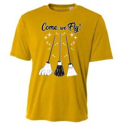 Come We Fly Witch Vintage Broom Fying Halloween Night Gift Cooling Performance Crew T-Shirt