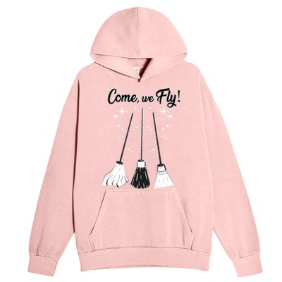 Come We Fly Witch Vintage Broom Fying Halloween Night Gift Urban Pullover Hoodie