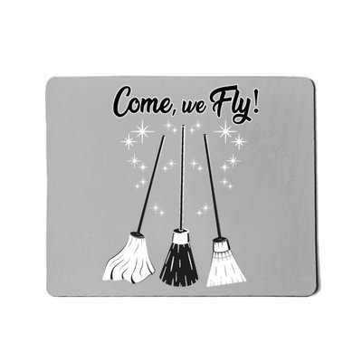 Come We Fly Witch Vintage Broom Fying Halloween Night Gift Mousepad