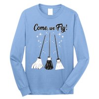 Come We Fly Witch Vintage Broom Fying Halloween Night Gift Long Sleeve Shirt