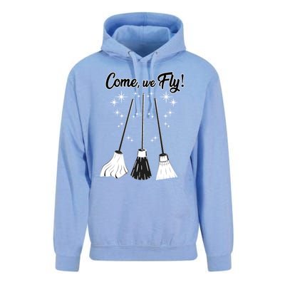 Come We Fly Witch Vintage Broom Fying Halloween Night Gift Unisex Surf Hoodie