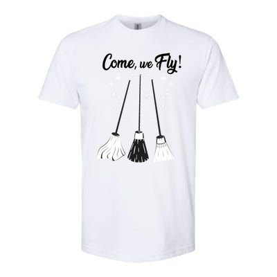 Come We Fly Witch Vintage Broom Fying Halloween Night Gift Softstyle CVC T-Shirt