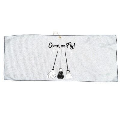 Come We Fly Witch Vintage Broom Fying Halloween Night Gift Large Microfiber Waffle Golf Towel