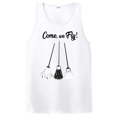 Come We Fly Witch Vintage Broom Fying Halloween Night Gift PosiCharge Competitor Tank