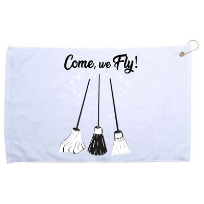 Come We Fly Witch Vintage Broom Fying Halloween Night Gift Grommeted Golf Towel