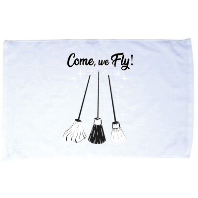 Come We Fly Witch Vintage Broom Fying Halloween Night Gift Microfiber Hand Towel