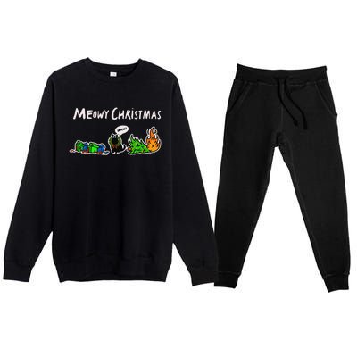 Cat What Funny Black Cat Christmas Premium Crewneck Sweatsuit Set