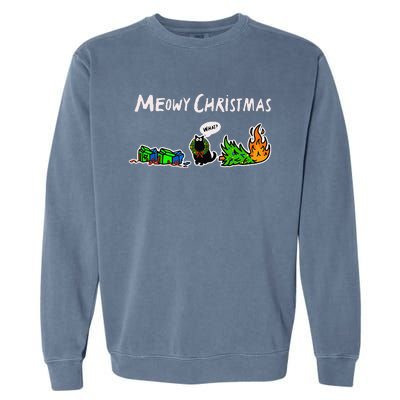 Cat What Funny Black Cat Christmas Garment-Dyed Sweatshirt