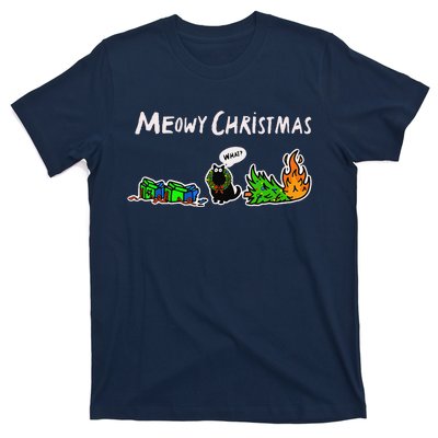 Cat What Funny Black Cat Christmas T-Shirt