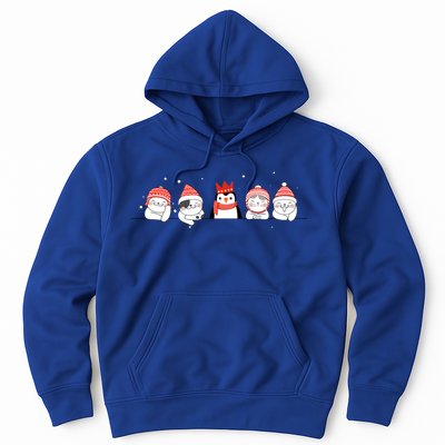 Christmas Winter Festive Penguin Cats Holiday Party Funny Gift Hoodie