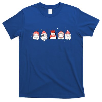 Christmas Winter Festive Penguin Cats Holiday Party Funny Gift T-Shirt