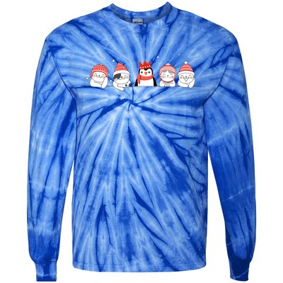 Christmas Winter Festive Penguin Cats Holiday Party Funny Gift Tie-Dye Long Sleeve Shirt