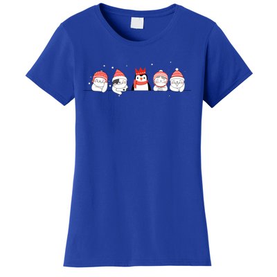 Christmas Winter Festive Penguin Cats Holiday Party Funny Gift Women's T-Shirt