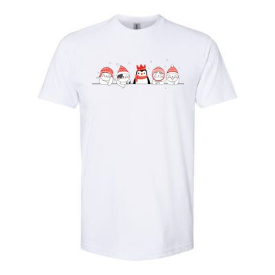 Christmas Winter Festive Penguin Cats Holiday Party Funny Gift Softstyle CVC T-Shirt